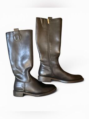 NWOT Tall Black Leather Riding Boots Tommy Hilfiger Boots Size 8